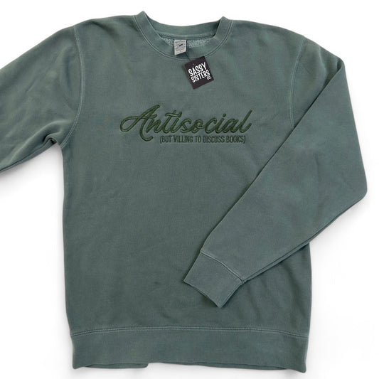 Antisocial (But Willing to Discuss Books) Embroidered Sweatshirt