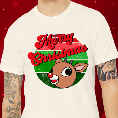 Rudolph Merry Christmas Adult T-Shirt
