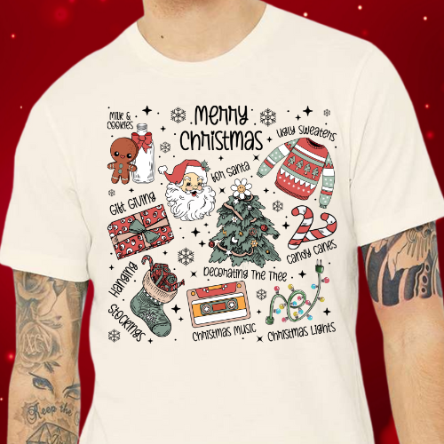 Christmas Doodle Adult T-Shirt