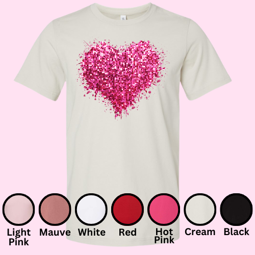 Faux Sequin Heart T-Shirt